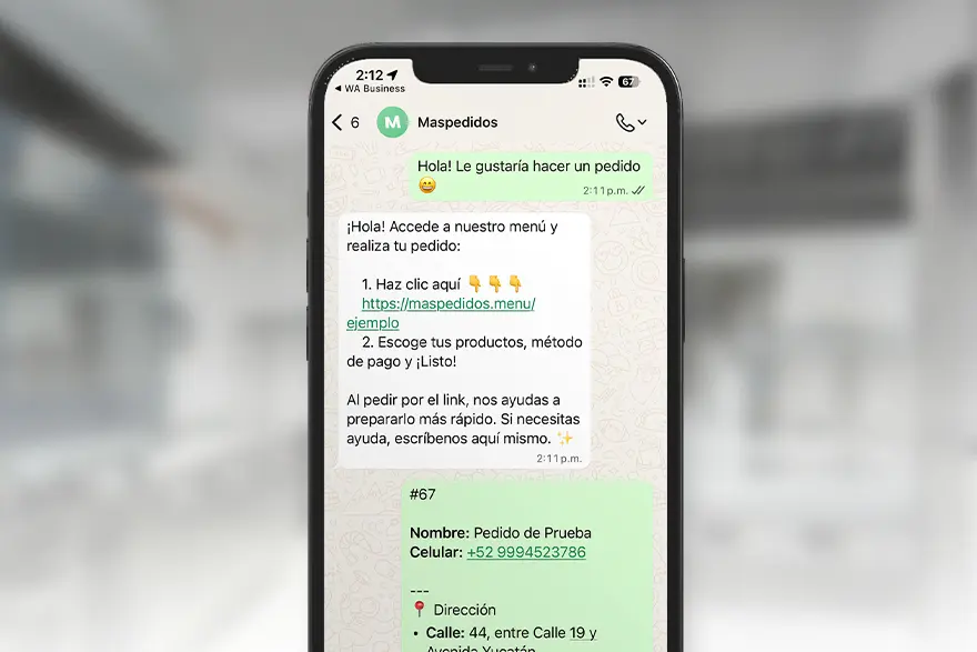 Comanda organizada de pedido por WhatsApp con Maspedidos