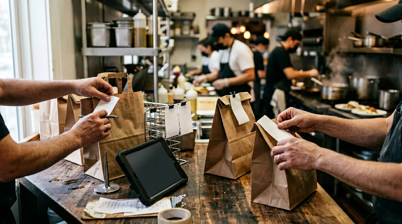 Restaurante con muchos pedidos, representando crecimiento operativo
