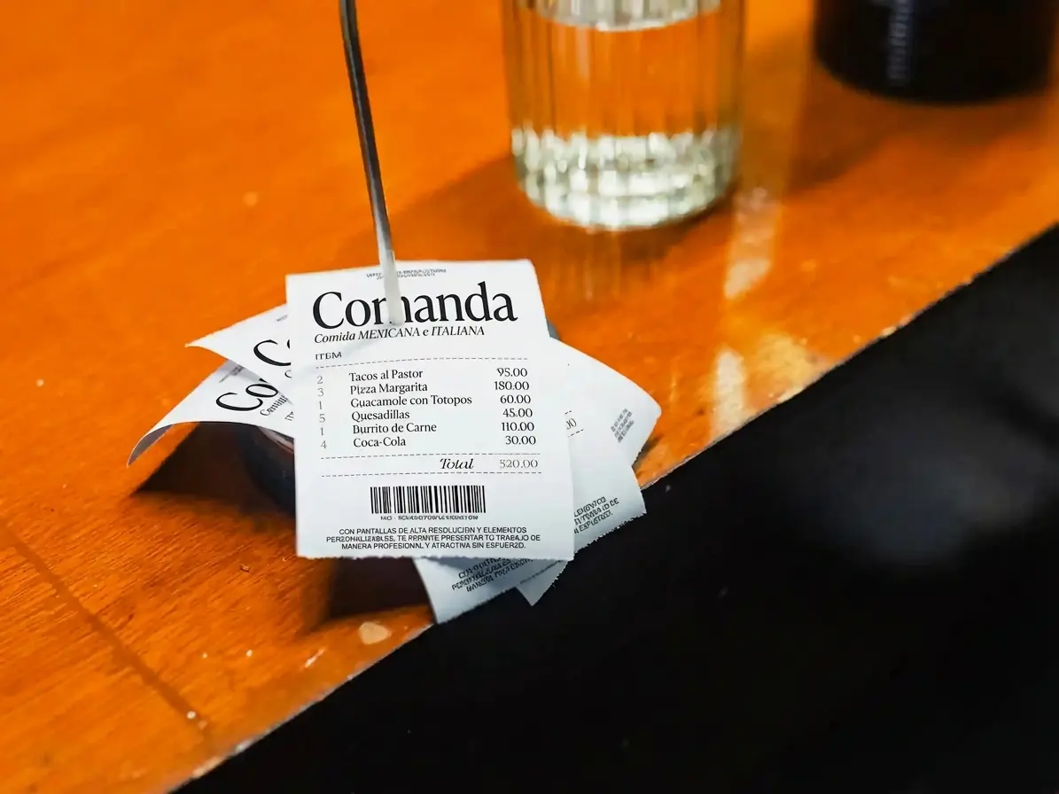 mesero anotando pedido de cliente en comanda durante servicio de restaurante